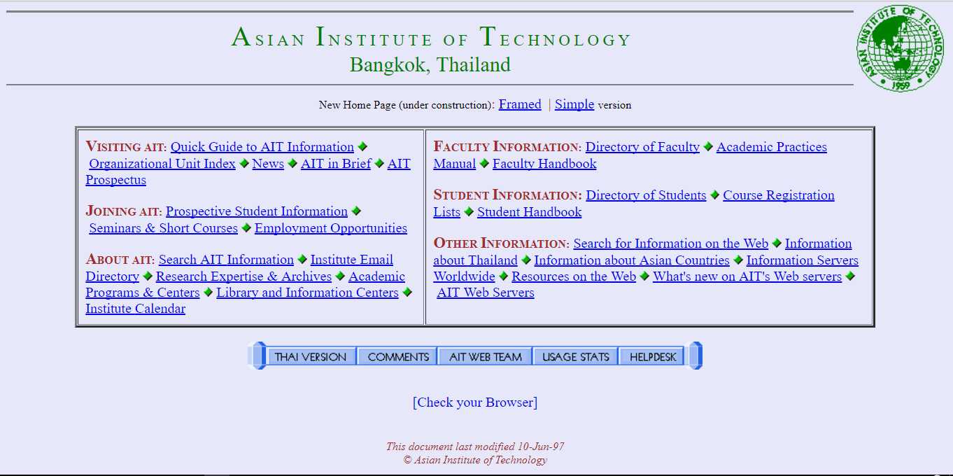 The evolution of the AIT website