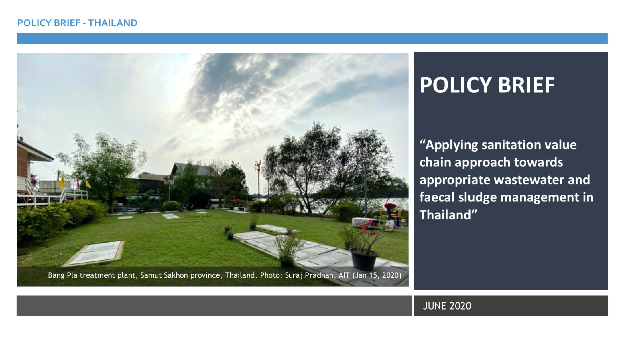 AIT contributes to prepare a Policy Brief on â€œApplying sanitation value chain approach towards appropriate wastewater and faecal sludge management in Thailandâ€