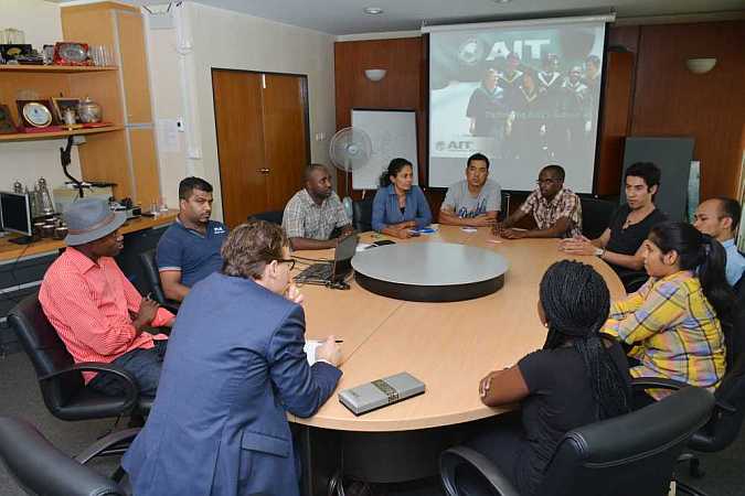 Prof. Stefan Uhlenbrook with students of Water Engineering and Management (WEM)